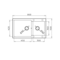kích thước của Chậu rửa bát Bosch Pyragranite Alazia 1 3/4B